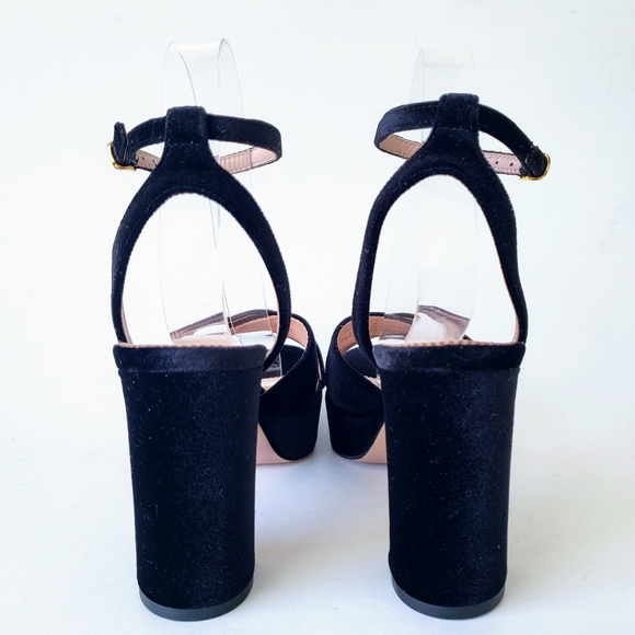 J. Crew Collection Criss-Cross Velvet Platform Heels Black 70s Retro Size 10 - Picture 6 of 6